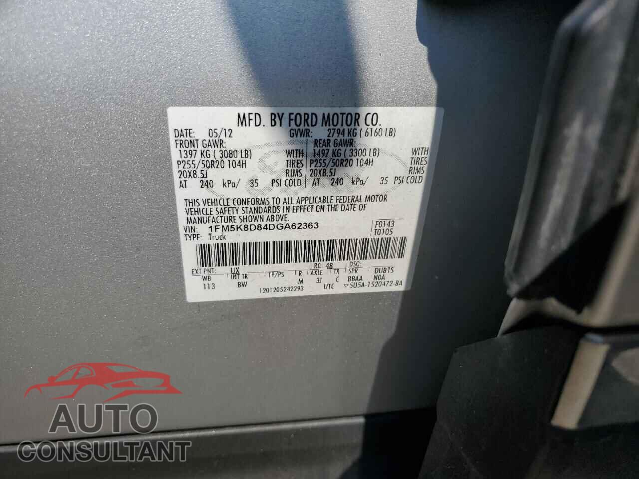 FORD EXPLORER 2013 - 1FM5K8D84DGA62363