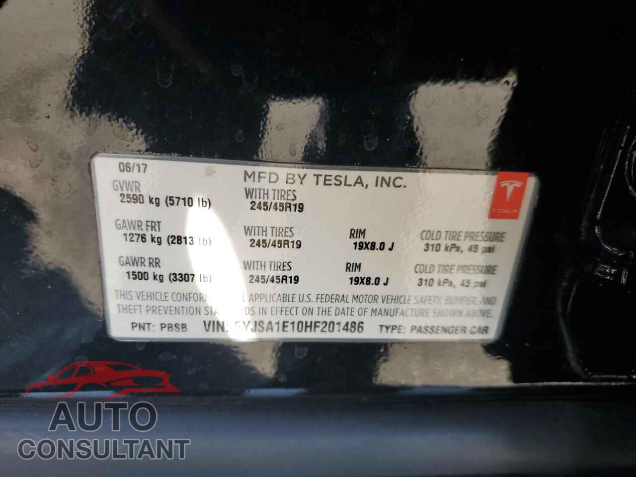 TESLA MODEL S 2017 - 5YJSA1E10HF201486