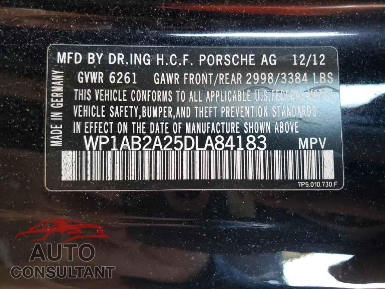 PORSCHE CAYENNE 2013 - WP1AB2A25DLA84183