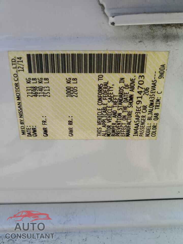 NISSAN MAXIMA 2014 - 1N4AA5AP3EC914703