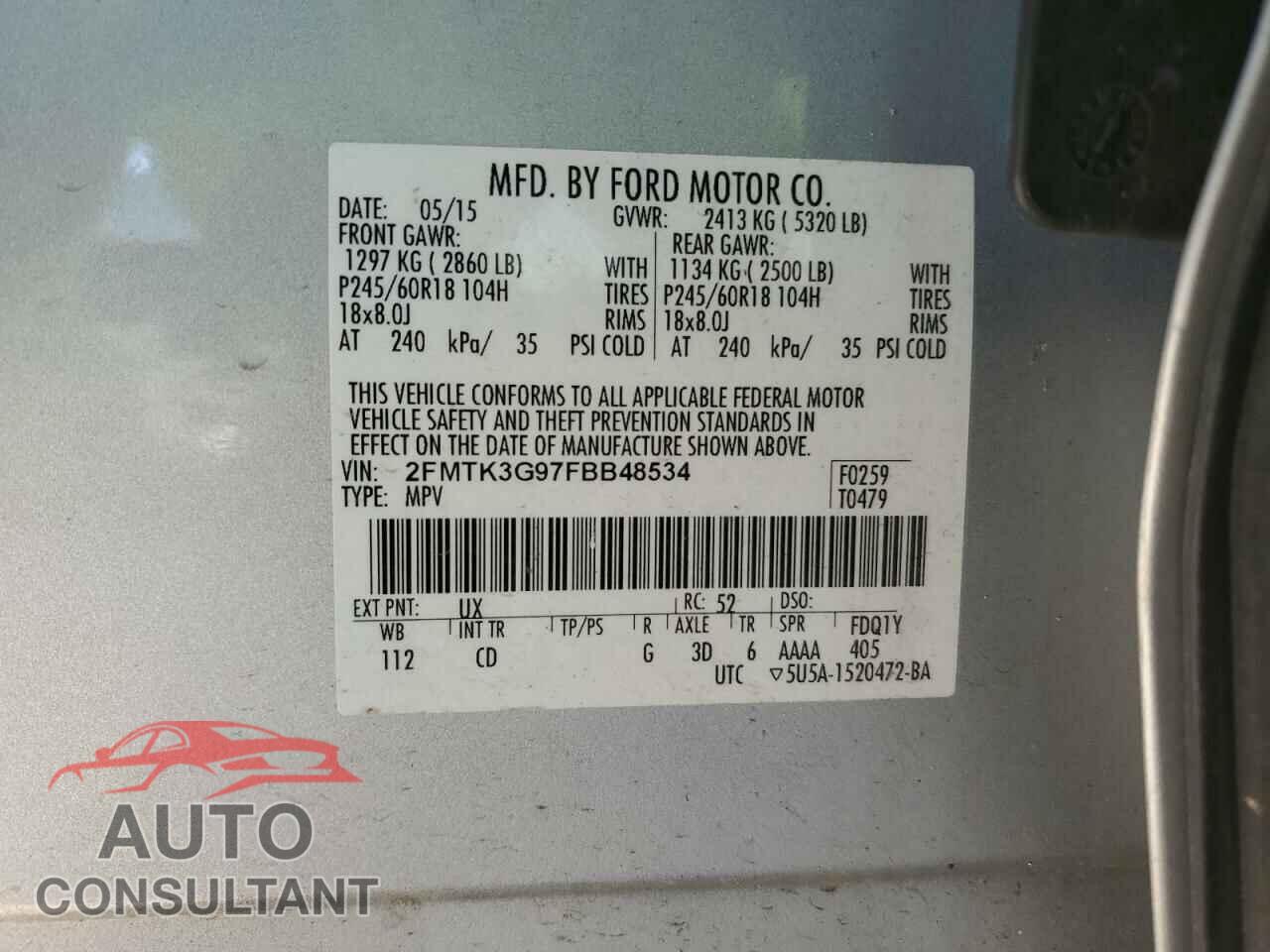 FORD EDGE 2015 - 2FMTK3G97FBB48534