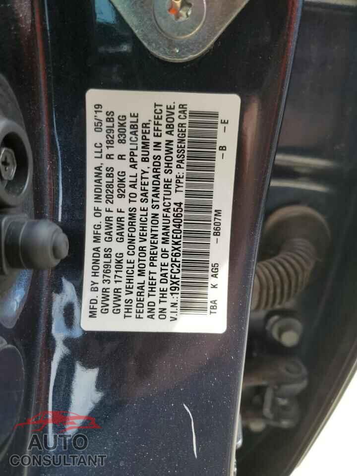 HONDA CIVIC 2019 - 19XFC2F6XKE040654