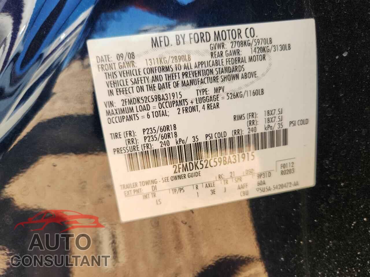 FORD FLEX 2009 - 2FMDK52C59BA31915