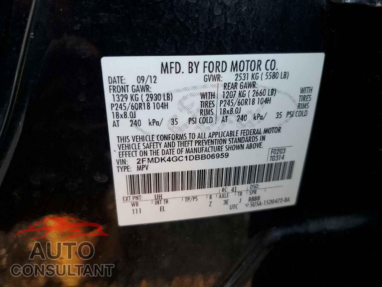 FORD EDGE 2013 - 2FMDK4GC1DBB06959