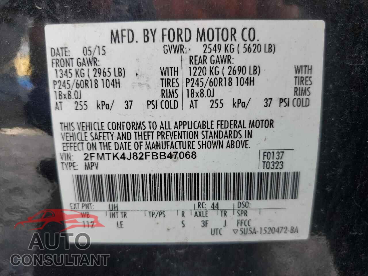FORD EDGE 2015 - 2FMTK4J82FBB47068