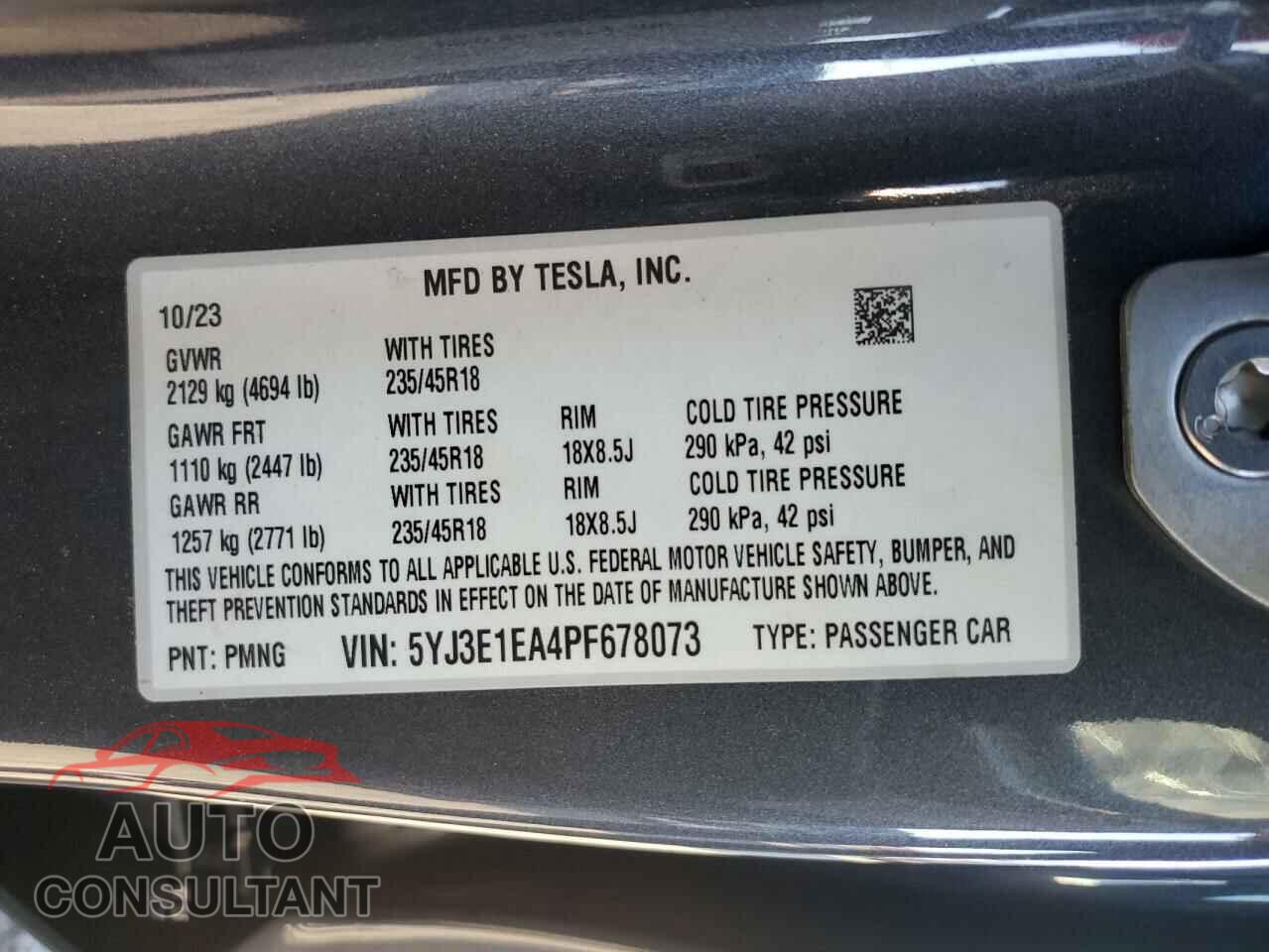 TESLA MODEL 3 2023 - 5YJ3E1EA4PF678073