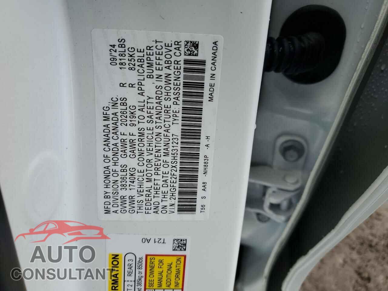 HONDA CIVIC 2025 - 2HGFE2F2XSH531237