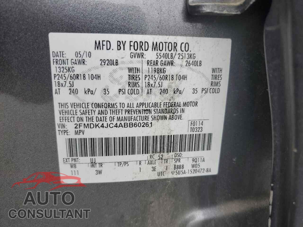FORD EDGE 2010 - 2FMDK4JC4ABB60261
