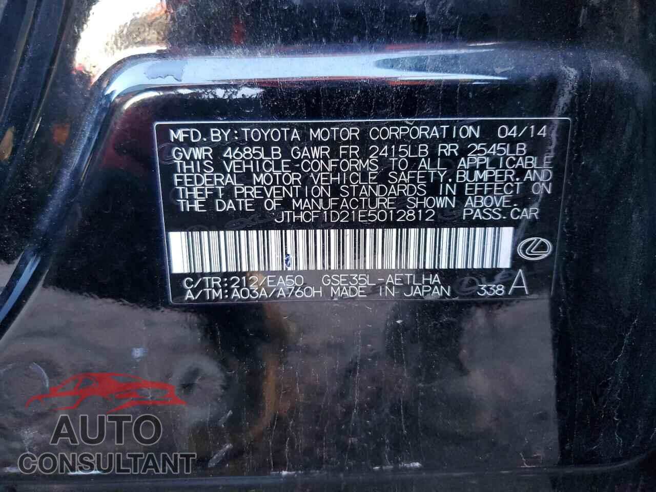 LEXUS IS 2014 - JTHCF1D21E5012812