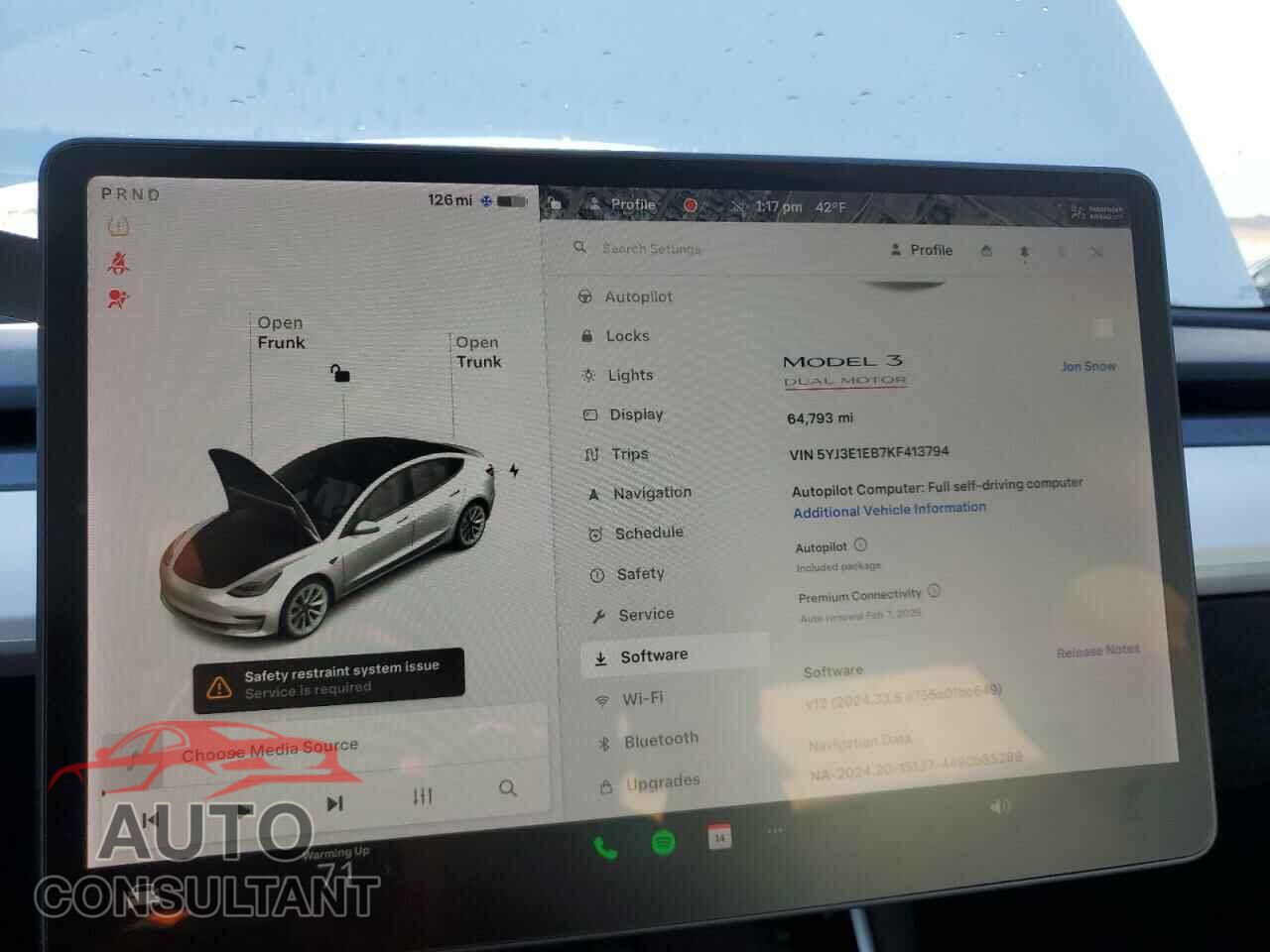 TESLA MODEL 3 2019 - 5YJ3E1EB7KF413794