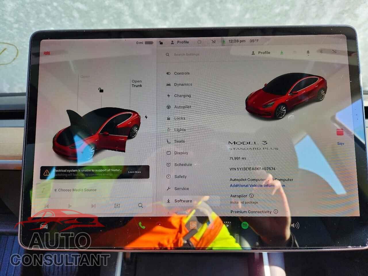 TESLA MODEL 3 2019 - 5YJ3E1EA8KF407574