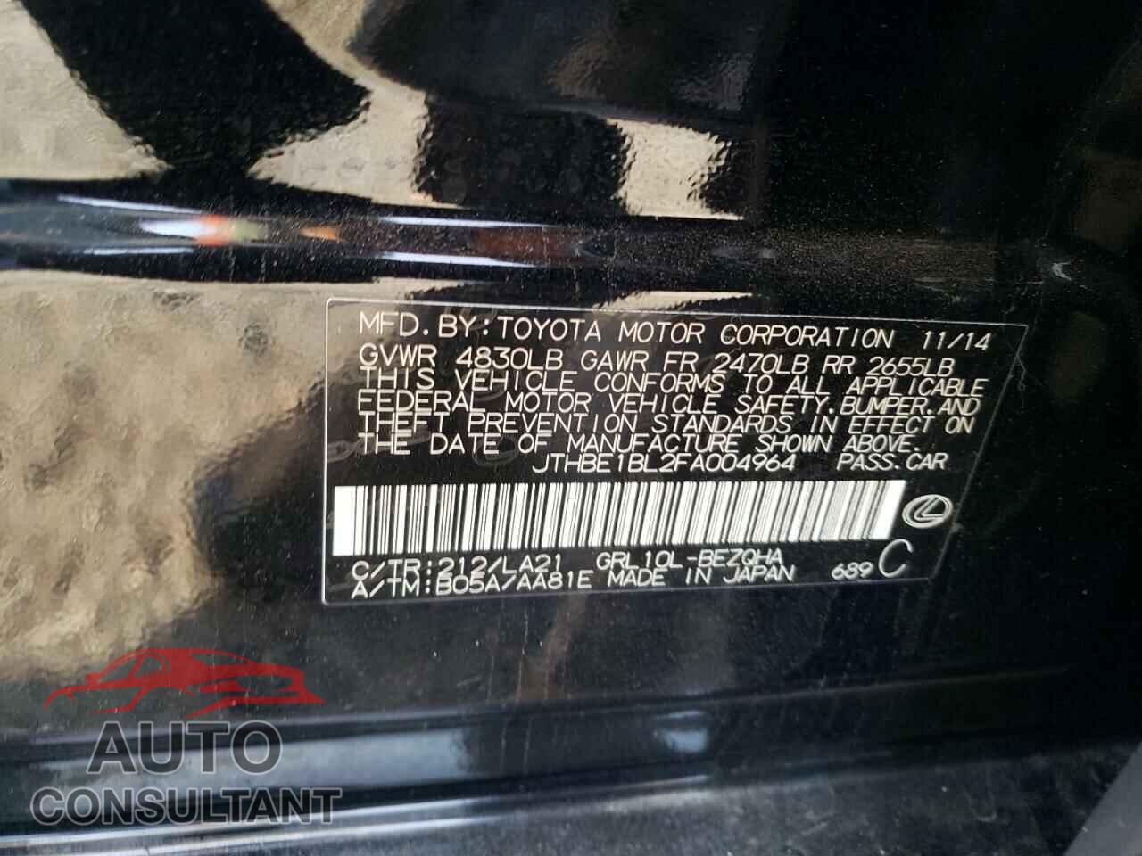 LEXUS GS350 2015 - JTHBE1BL2FA004964