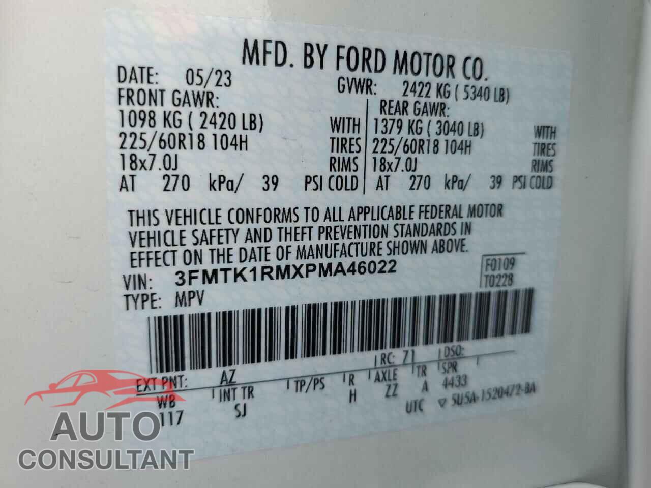 FORD MUSTANG 2023 - 3FMTK1RMXPMA46022
