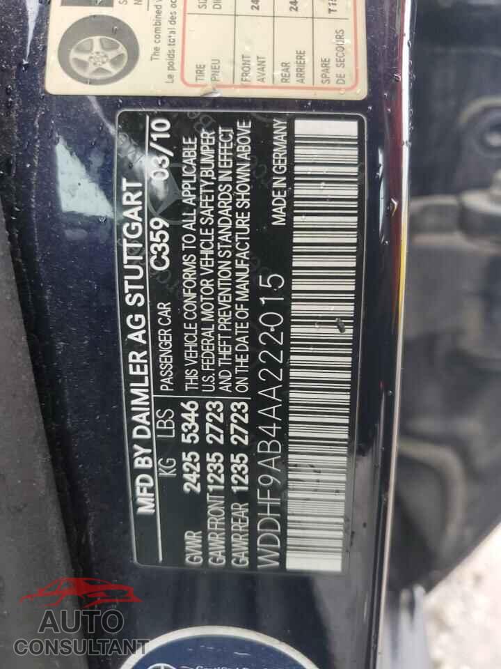 MERCEDES-BENZ E-CLASS 2010 - WDDHF9AB4AA222015