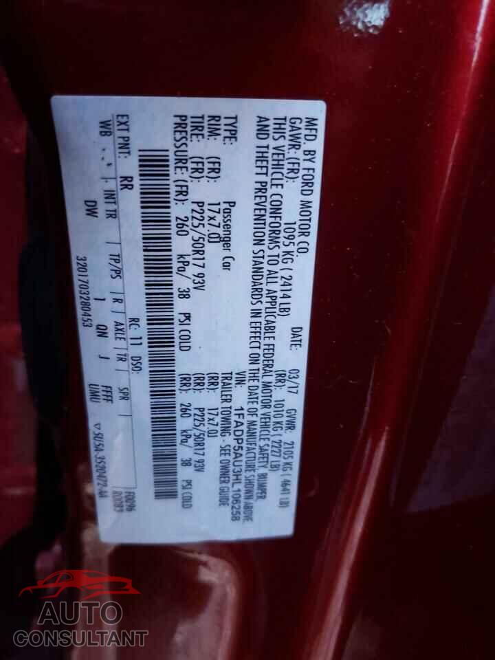 FORD CMAX 2017 - 1FADP5AU3HL106258