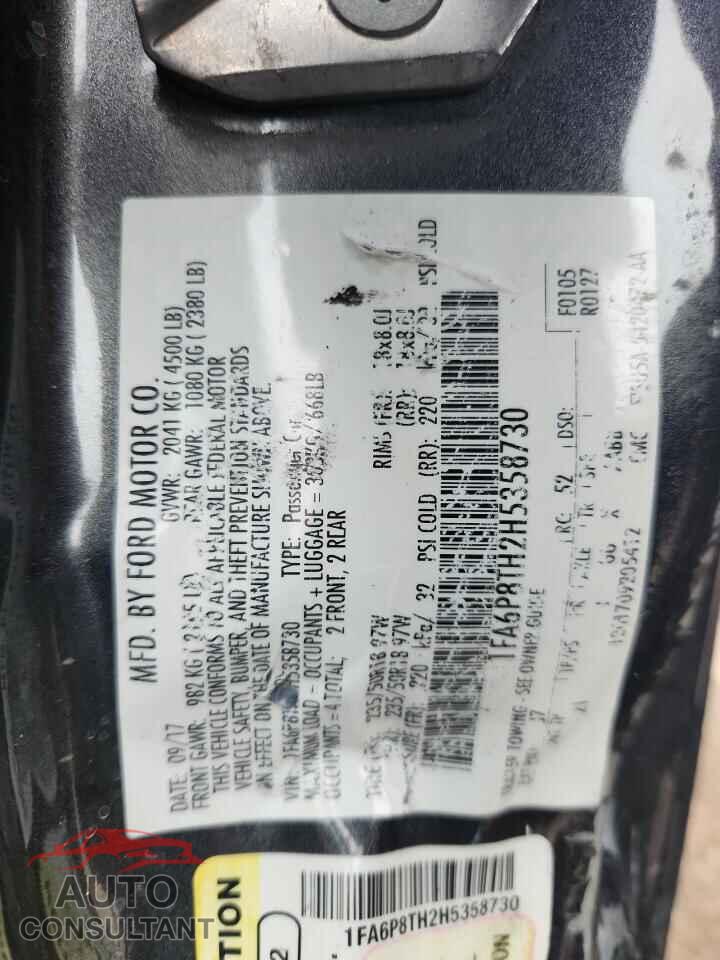 FORD MUSTANG 2017 - 1FA6P8TH2H5358730