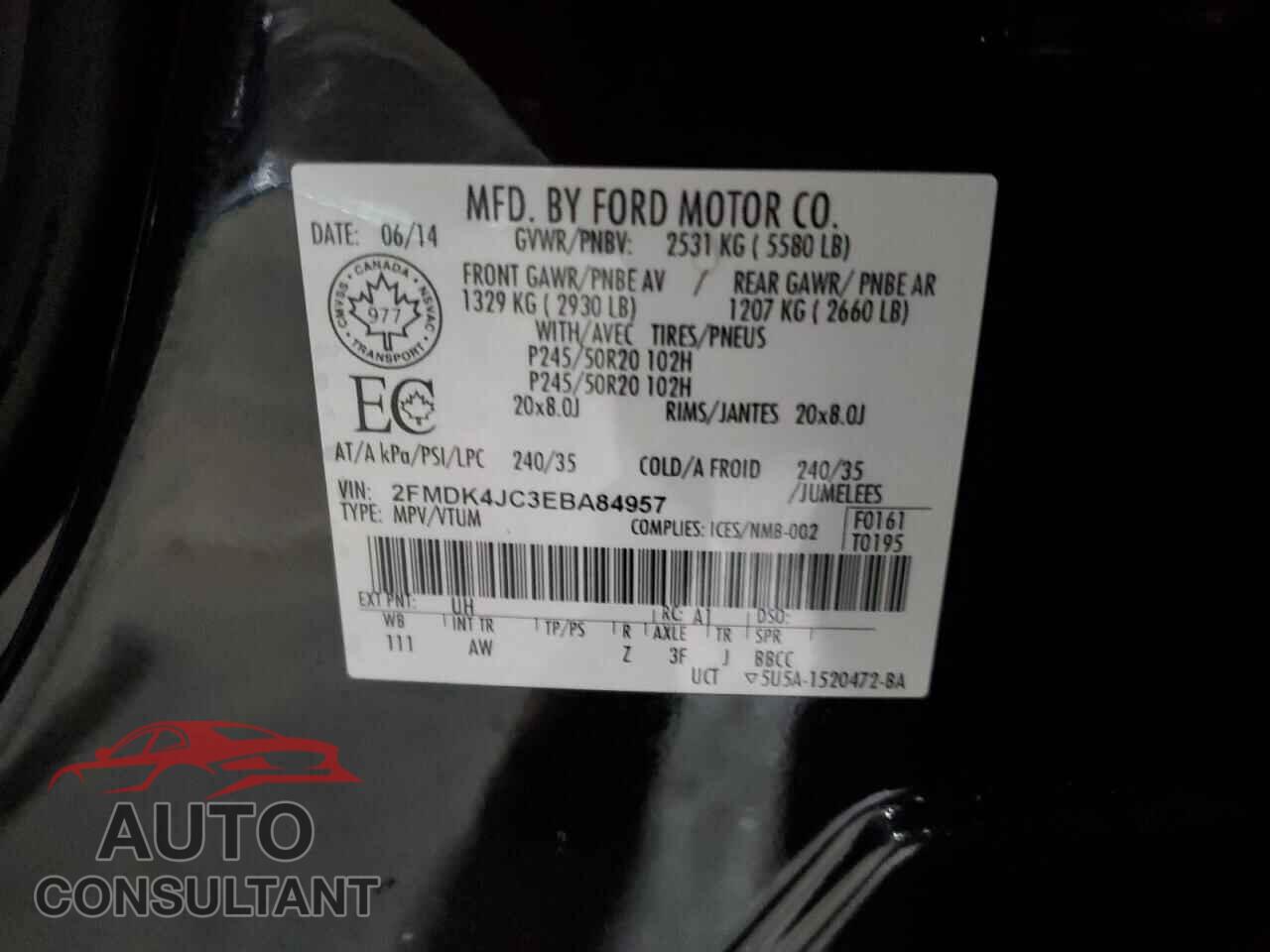 FORD EDGE 2014 - 2FMDK4JC3EBA84957