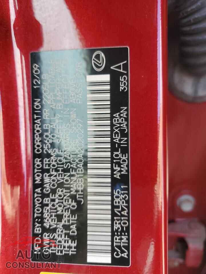 LEXUS HS 2010 - JTHBB1BA0A2020297