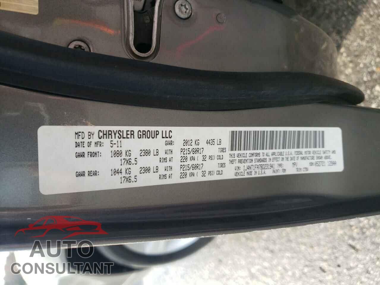 JEEP COMPASS 2011 - 1J4NT1FA7BD231941