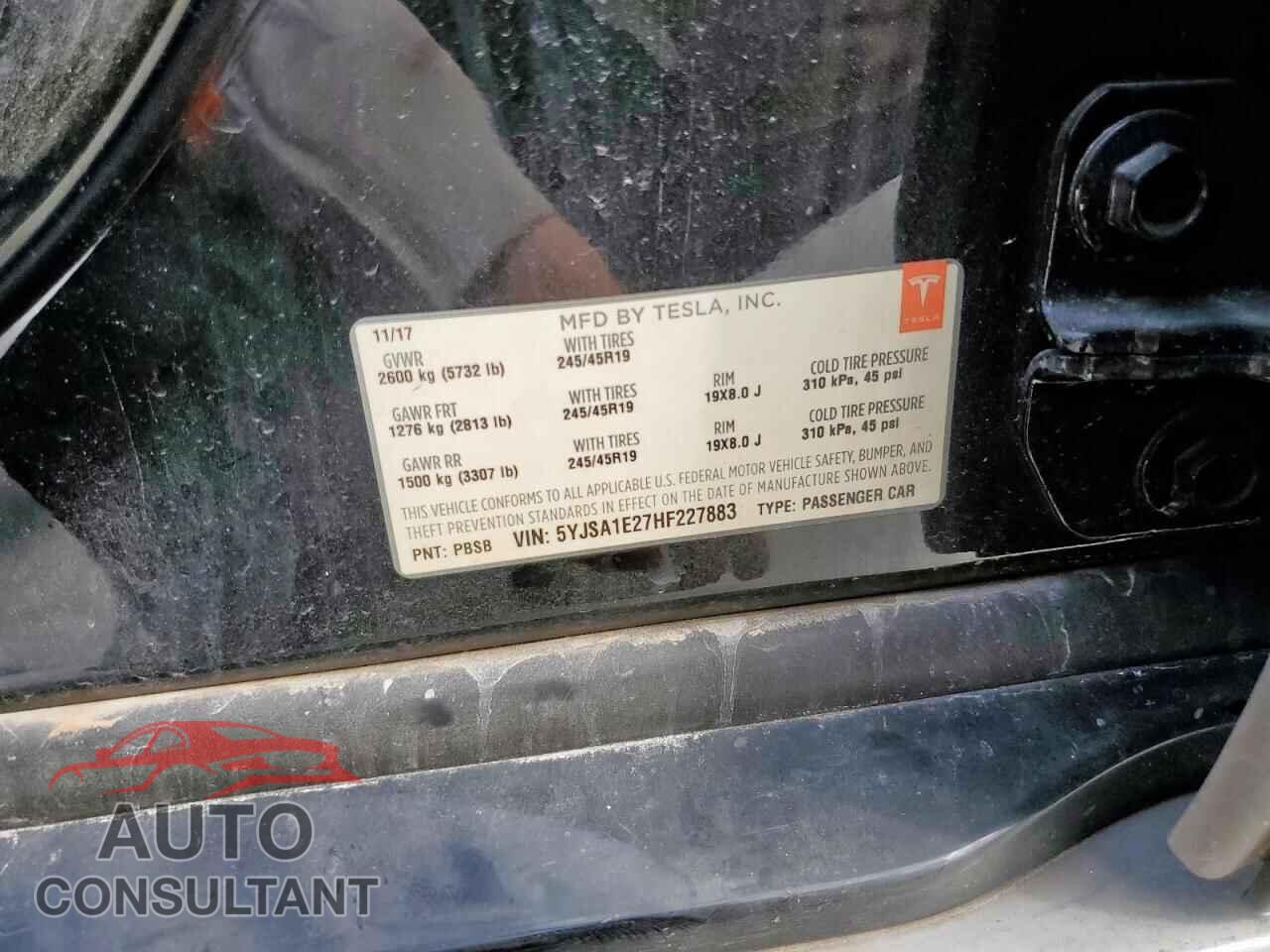 TESLA MODEL S 2017 - 5YJSA1E27HF227883