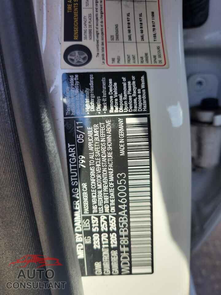 MERCEDES-BENZ E-CLASS 2011 - WDDHF8HB5BA460053