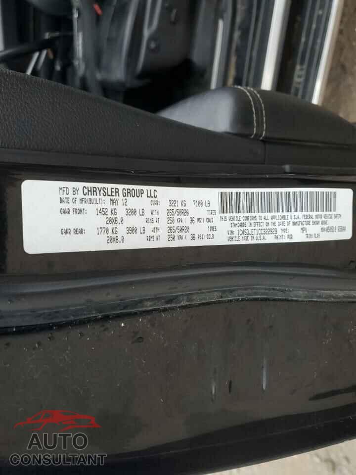 DODGE DURANGO 2012 - 1C4SDJET1CC322929