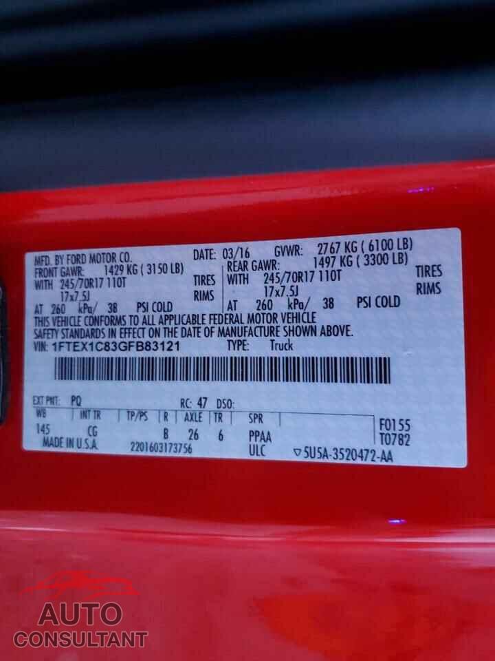 FORD F-150 2016 - 1FTEX1C83GFB83121