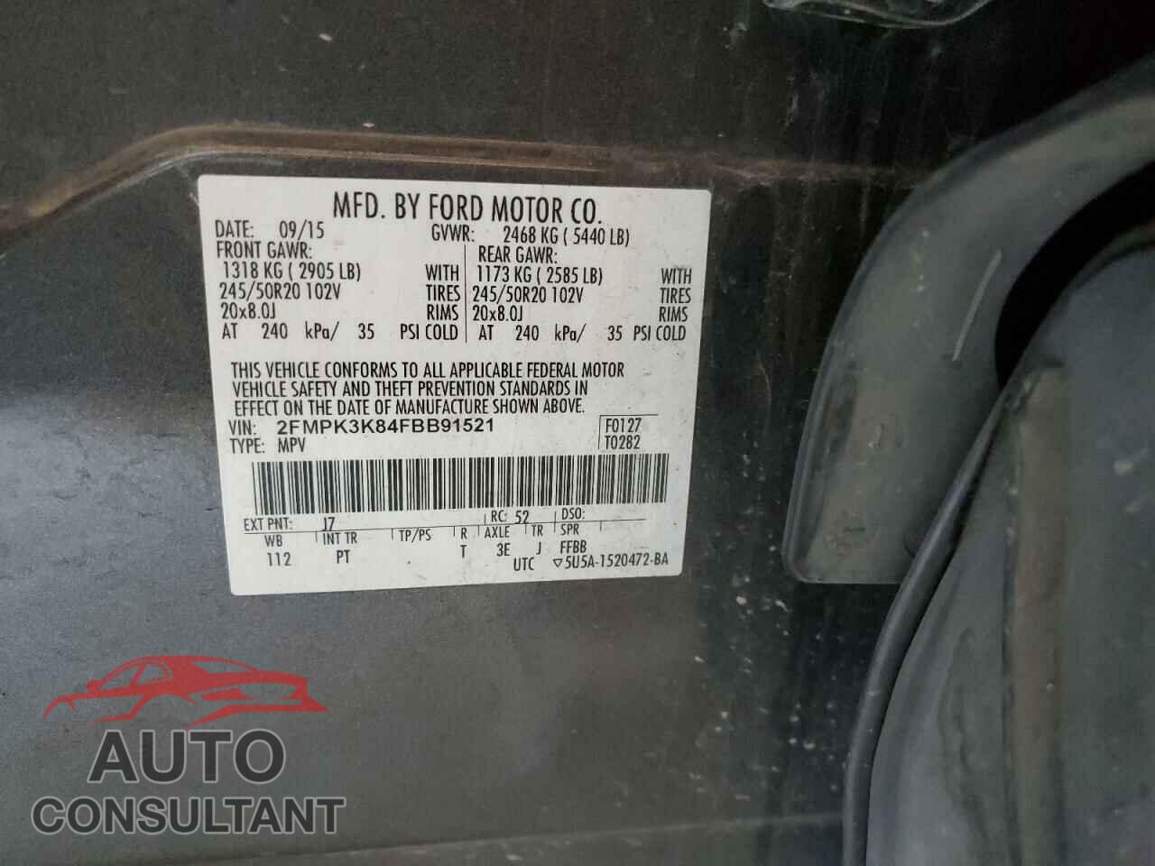FORD EDGE 2015 - 2FMPK3K84FBB91521