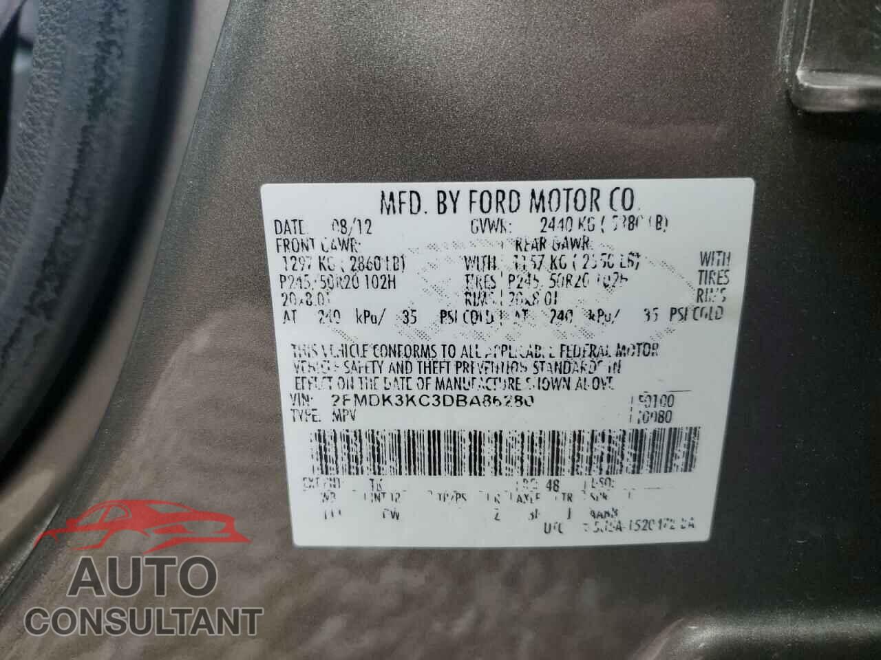 FORD EDGE 2013 - 2FMDK3KC3DBA86280