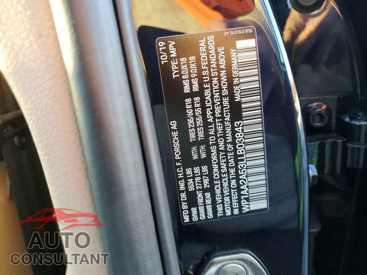 PORSCHE MACAN 2020 - WP1AA2A53LLB03843