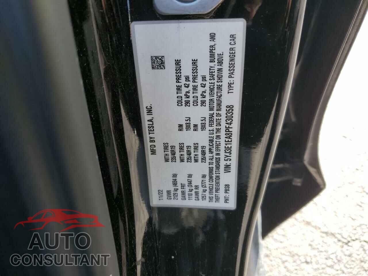 TESLA MODEL 3 2023 - 5YJ3E1EA8PF430358
