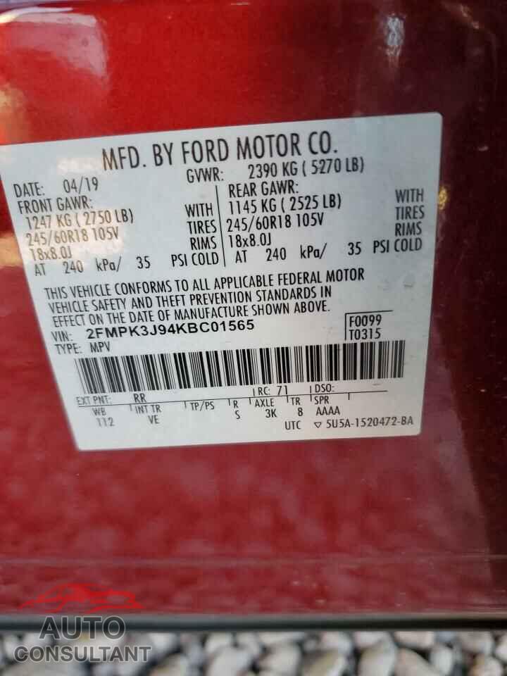 FORD EDGE 2019 - 2FMPK3J94KBC01565