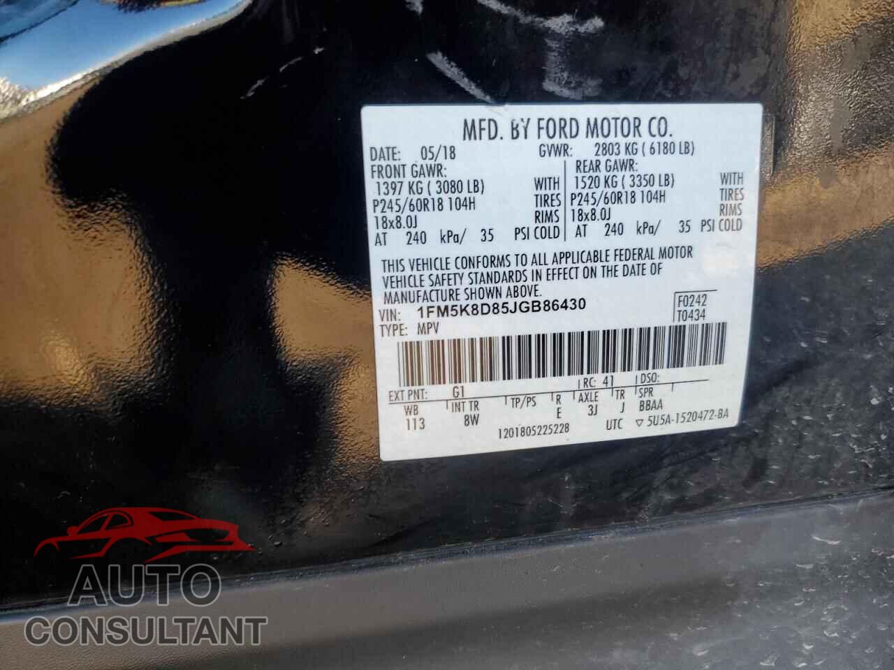 FORD EXPLORER 2018 - 1FM5K8D85JGB86430
