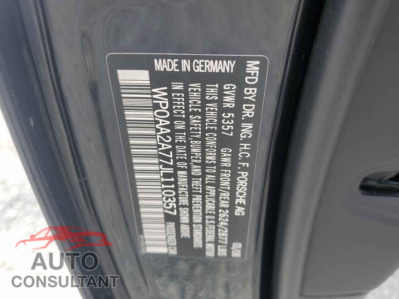 PORSCHE PANAMERA 2018 - WP0AA2A77JL110357