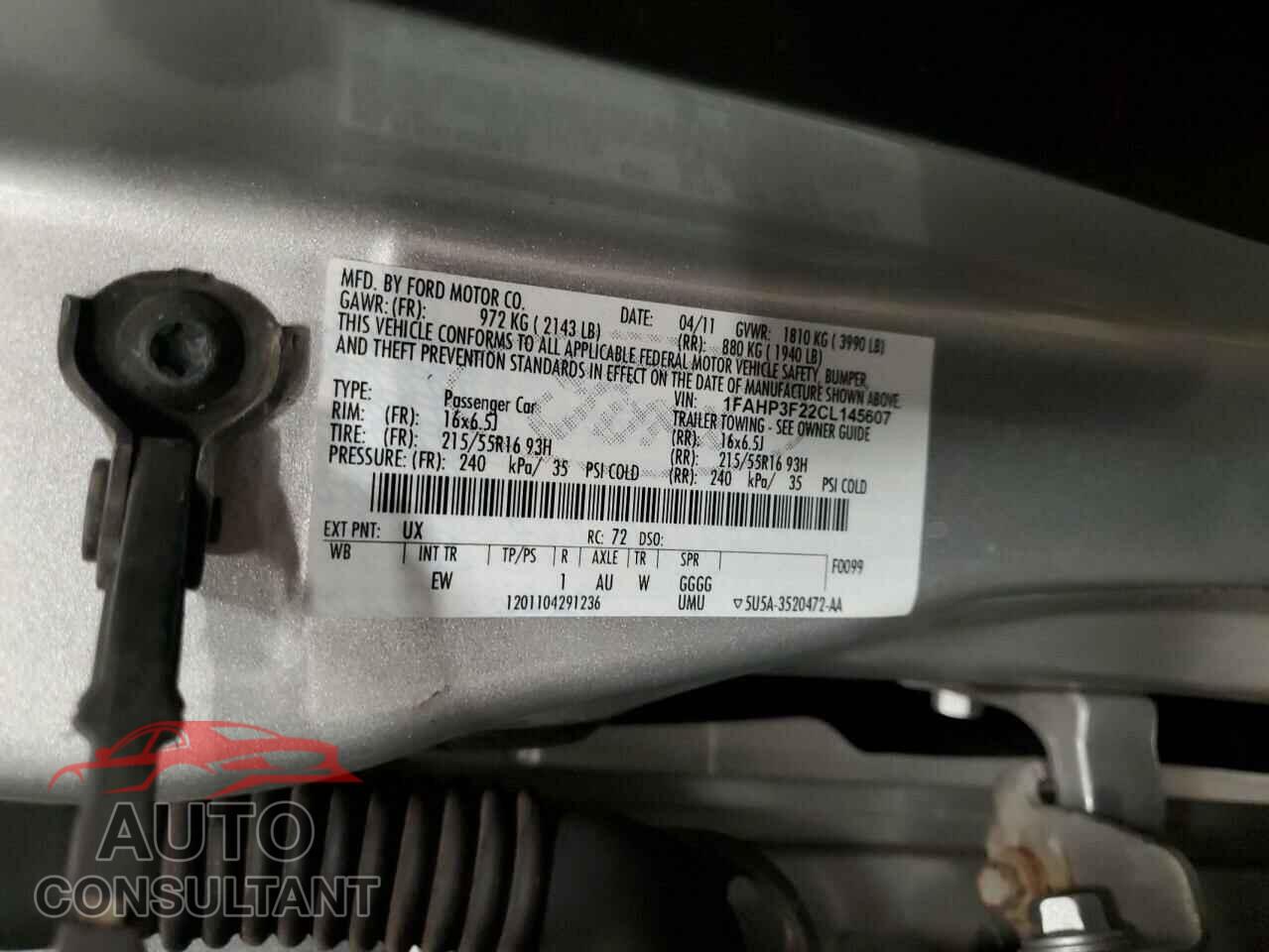 FORD FOCUS 2012 - 1FAHP3F22CL145607
