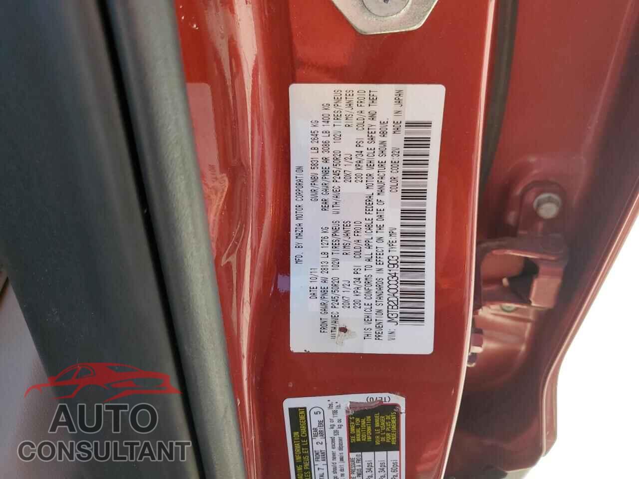 MAZDA CX-9 2012 - JM3TB2DA0C0341903