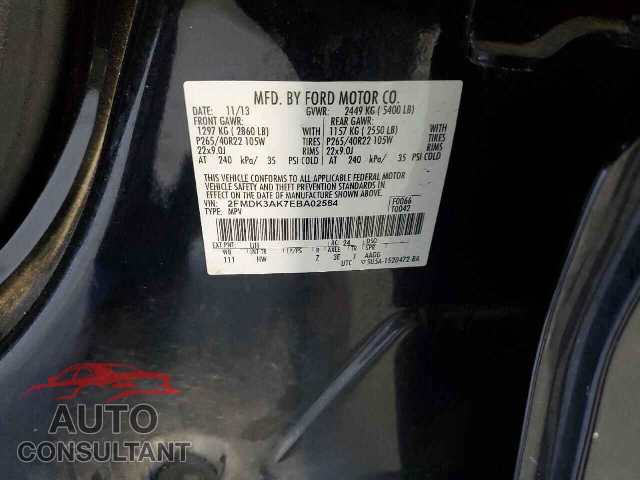 FORD EDGE 2014 - 2FMDK3AK7EBA02584