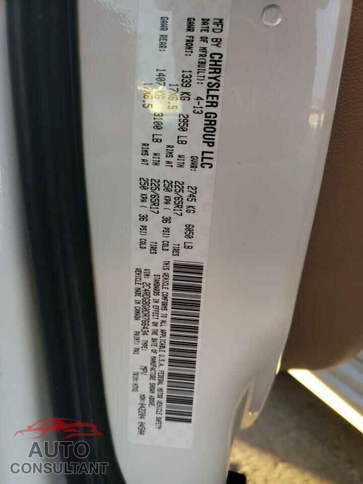 DODGE CARAVAN 2013 - 2C4RDGBG0DR766434