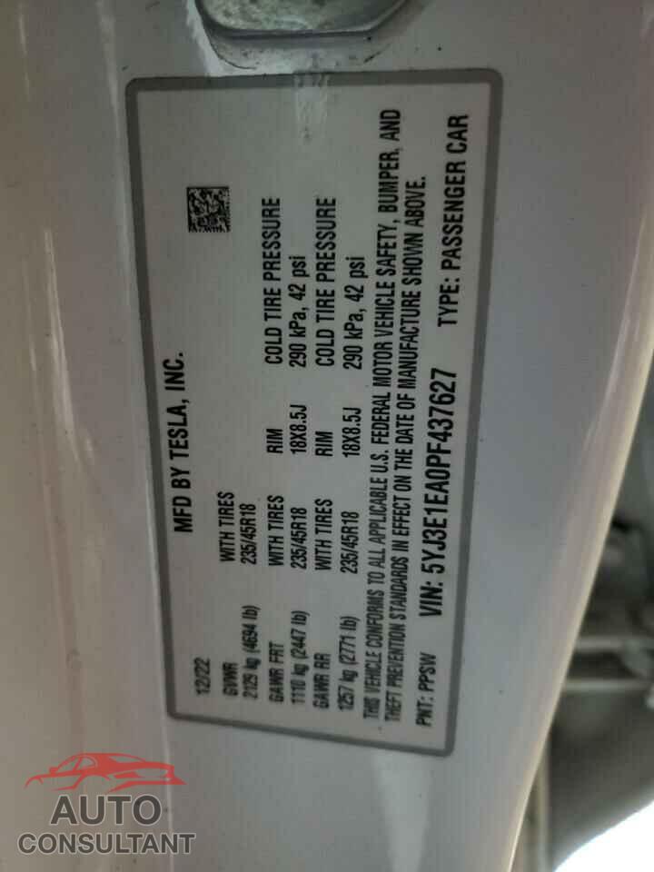 TESLA MODEL 3 2023 - 5YJ3E1EA0PF437627