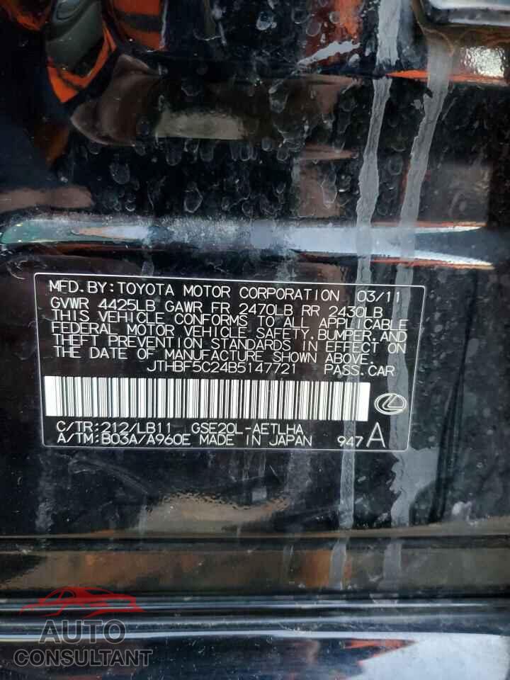 LEXUS IS 2011 - JTHBF5C24B5147721