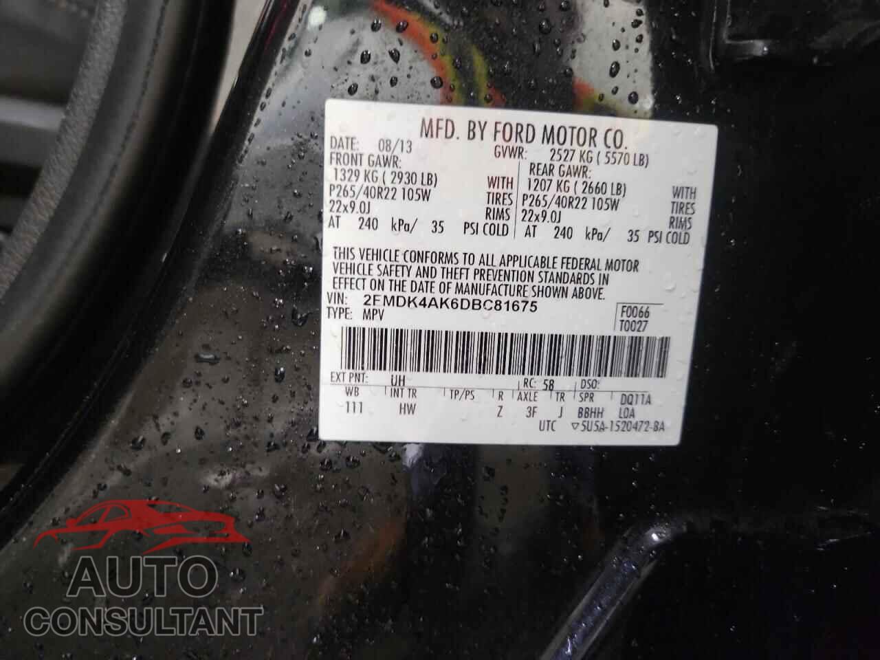 FORD EDGE 2013 - 2FMDK4AK6DBC81675