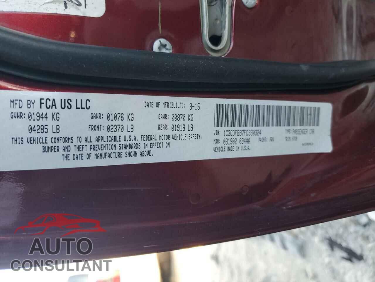 DODGE DART 2015 - 1C3CDFBB7FD330324