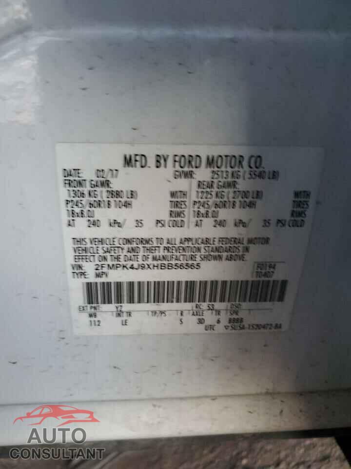 FORD EDGE 2017 - 2FMPK4J9XHBB56565