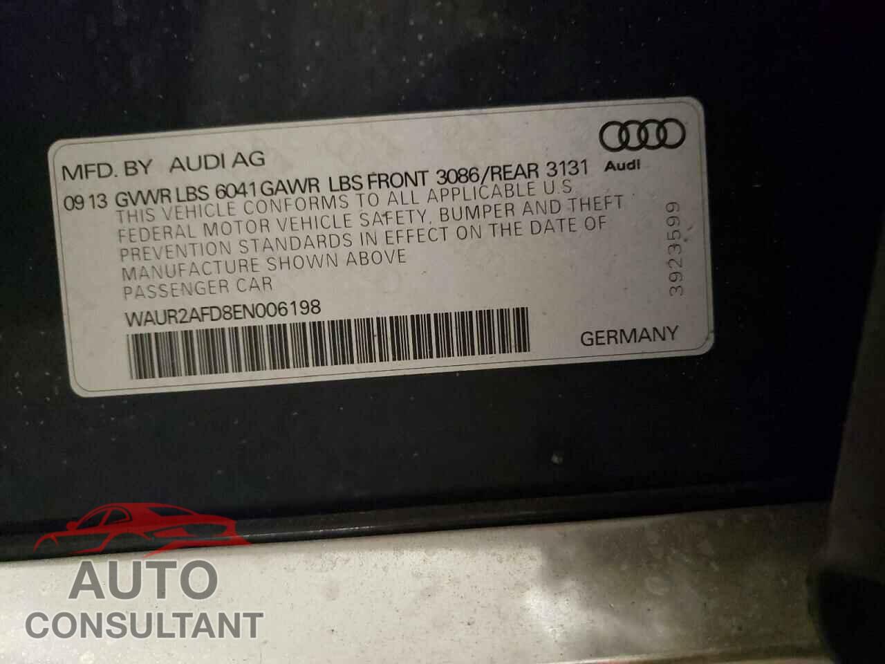 AUDI A8 2014 - WAUR2AFD8EN006198