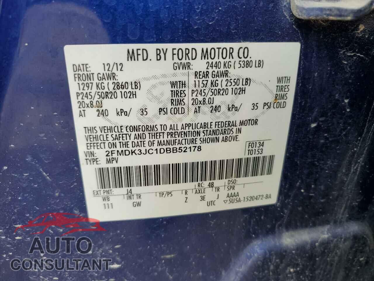 FORD EDGE 2013 - 2FMDK3JC1DBB52178