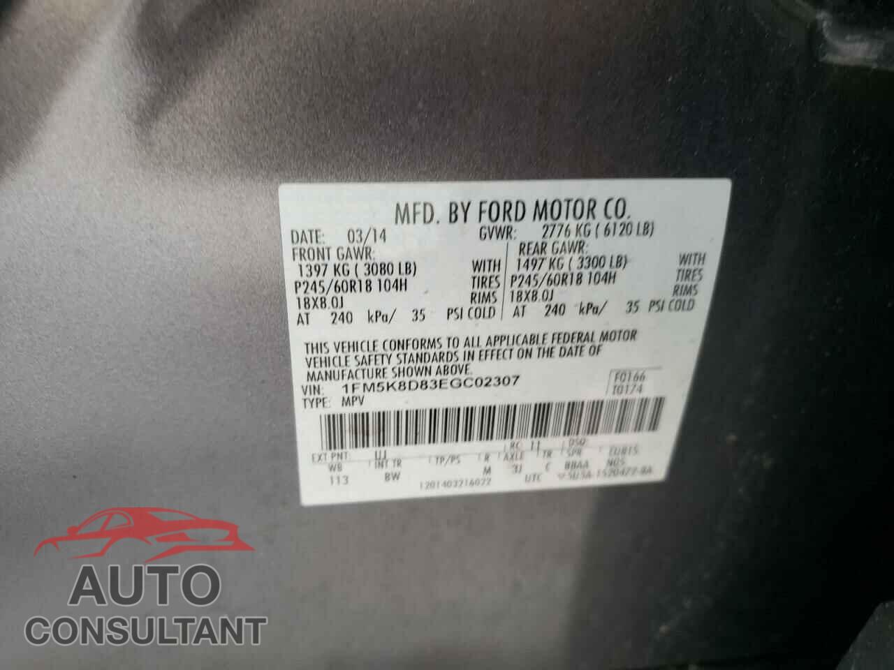 FORD EXPLORER 2014 - 1FM5K8D83EGC02307