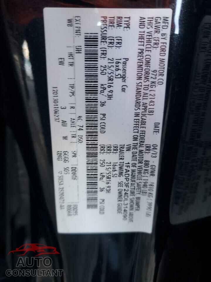 FORD FOCUS 2013 - 1FADP3F24DL314090
