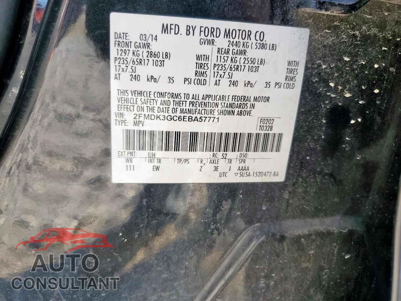 FORD EDGE 2014 - 2FMDK3GC6EBA57771