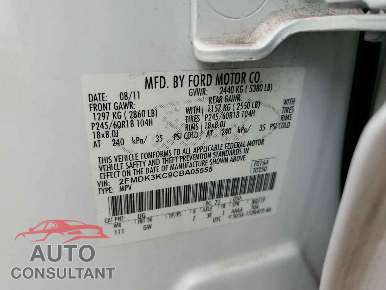 FORD EDGE 2012 - 2FMDK3KC9CBA05555