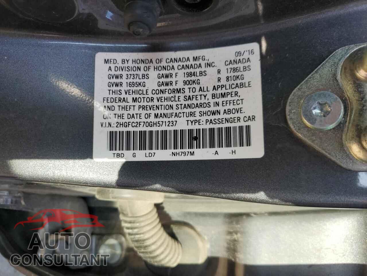 HONDA CIVIC 2016 - 2HGFC2F70GH571237